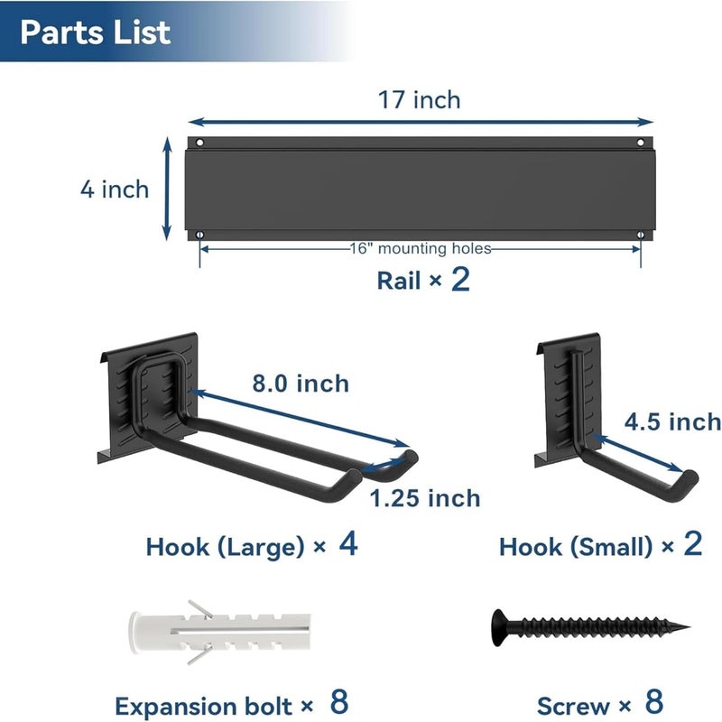 WALMANN Wall Mounted Ski Rack, Garage Ski Storage for 4 Pairs of Skis Mount Hanger Home Shed and Garage Snowboard Wall Rack Holds Up to 200 lbs - Image 5